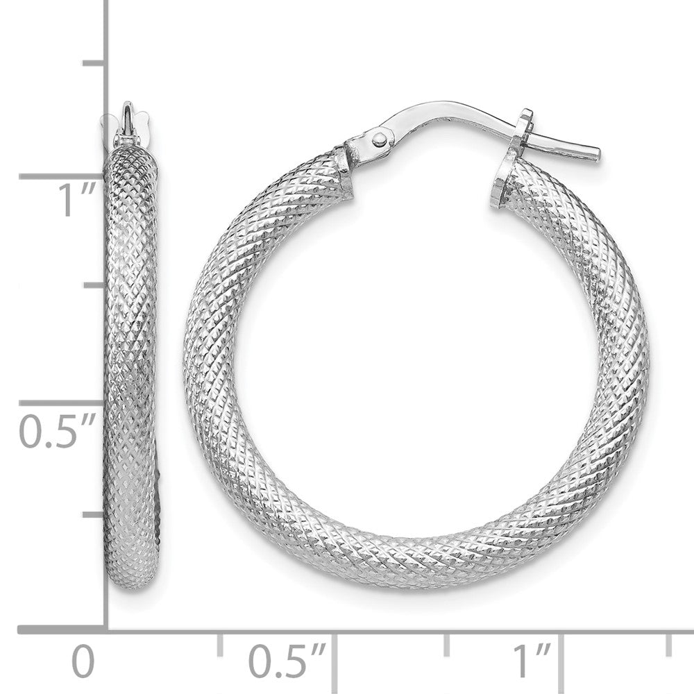 Sterlingsilber Rhodiniert Strukturiert Klappbar Creolen