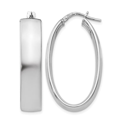 Sterlingsilber Rhodiniert Poliert Oval Klappbar Creolen