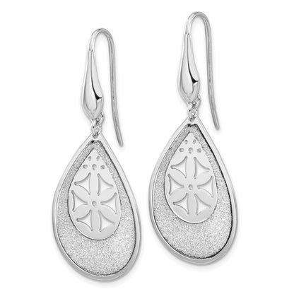 Sterlingsilber Ss Poliert Lasercut Blume Tropfen Ohrhänger
