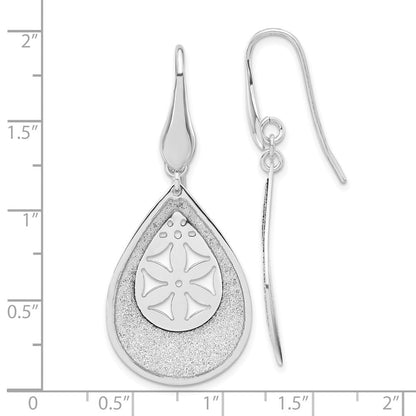 Sterlingsilber Ss Poliert Lasercut Blume Tropfen Ohrhänger