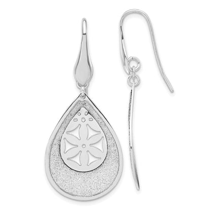 Sterlingsilber Ss Poliert Lasercut Blume Tropfen Ohrhänger