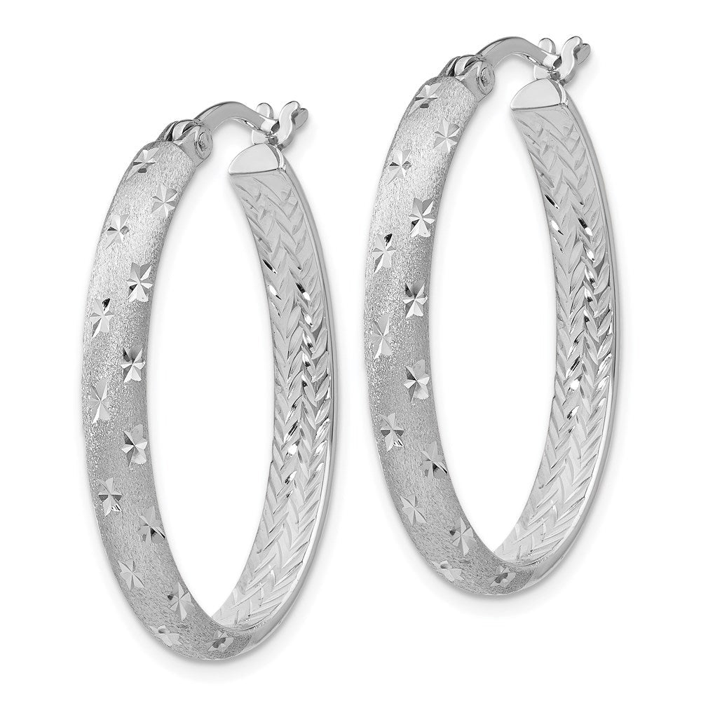 Sterlingsilber Rhodium In/out Diamantiert Oval Ohrringe