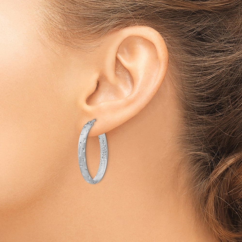 Sterlingsilber Rhodium In/out Diamantiert Oval Ohrringe