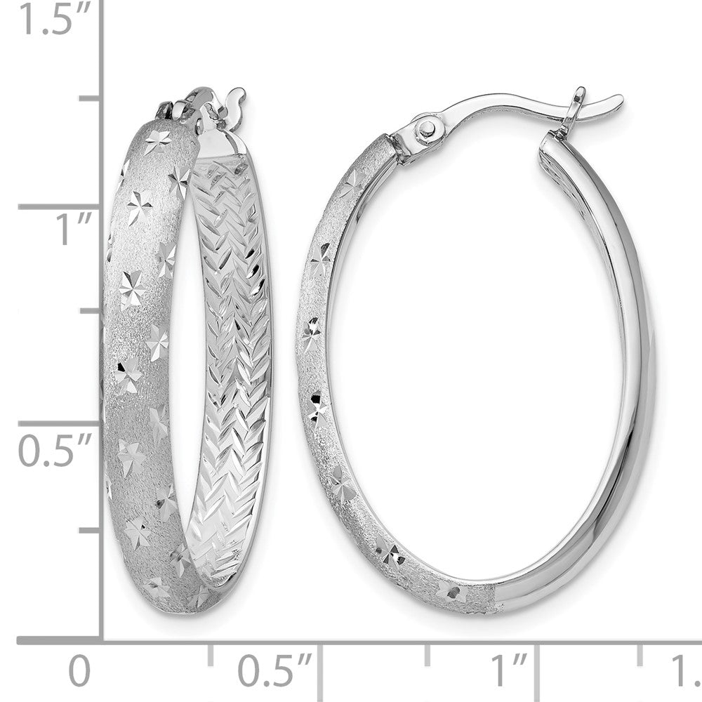 Sterlingsilber Rhodium In/out Diamantiert Oval Ohrringe
