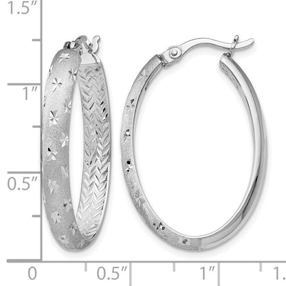 Sterlingsilber Rhodium In/out Diamantiert Oval Ohrringe