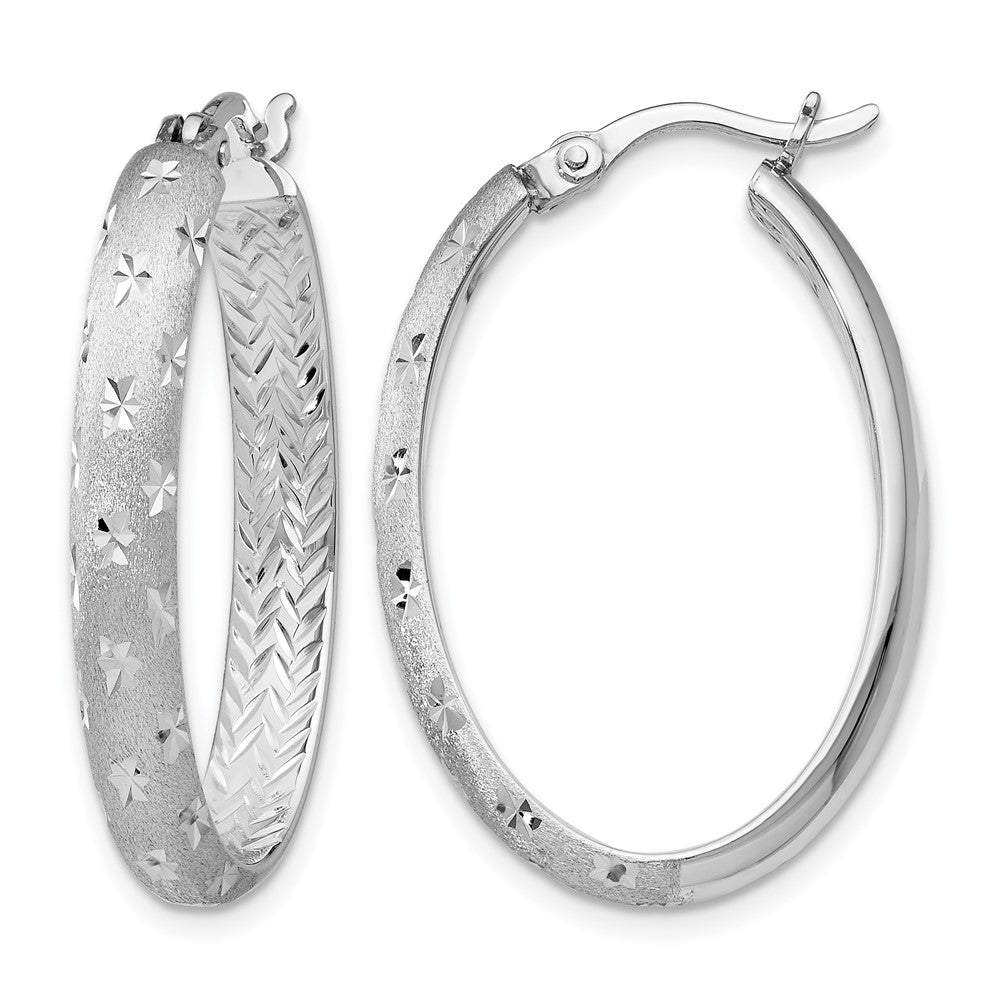 Sterlingsilber Rhodium In/out Diamantiert Oval Ohrringe