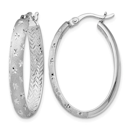 Sterlingsilber Rhodium In/out Diamantiert Oval Ohrringe