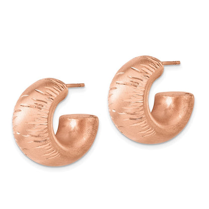 Ss/vergoldet Sterlingsilber & Rose Vergoldet Satiniert Diamantiert Stecker Creolen