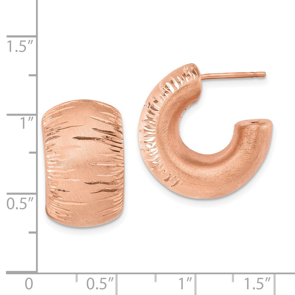 Ss/vergoldet Sterlingsilber & Rose Vergoldet Satiniert Diamantiert Stecker Creolen
