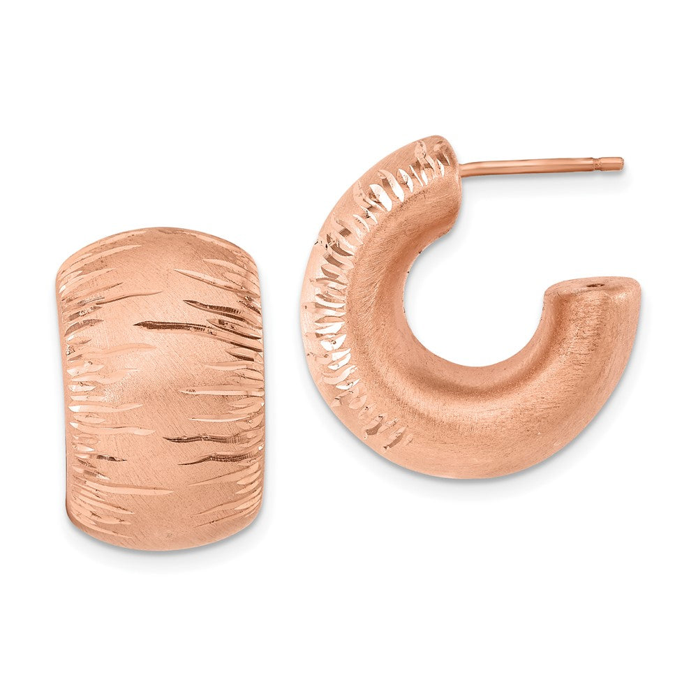 Ss/vergoldet Sterlingsilber & Rose Vergoldet Satiniert Diamantiert Stecker Creolen