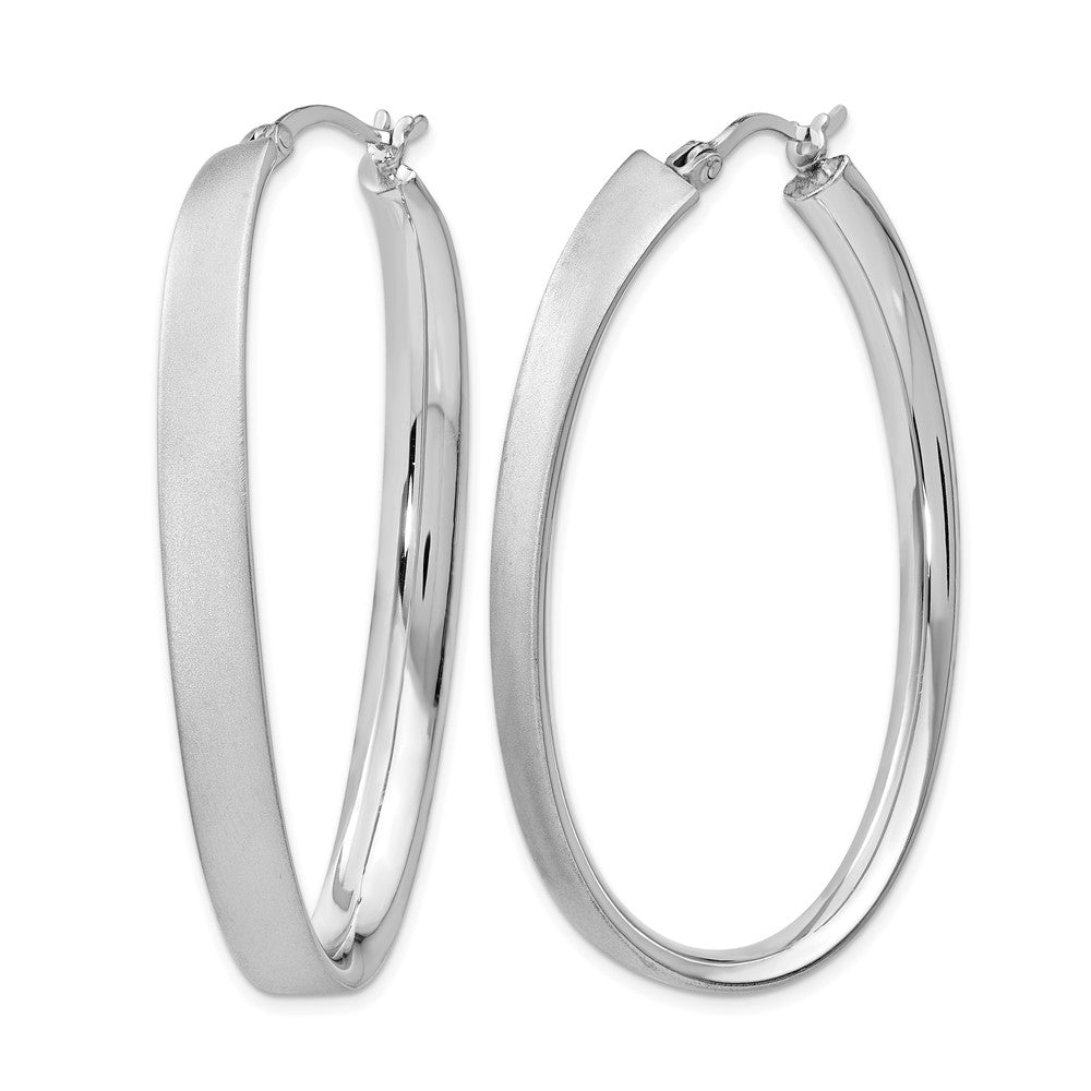 Sterlingsilber Rhodiniert Satiniert Oval Creolen