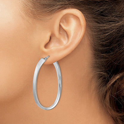Sterlingsilber Rhodiniert Satiniert Oval Creolen