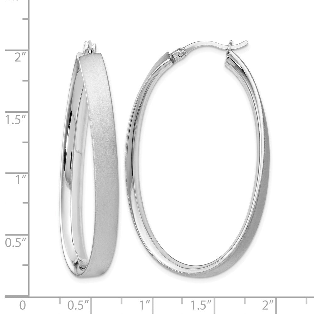 Sterlingsilber Rhodiniert Satiniert Oval Creolen