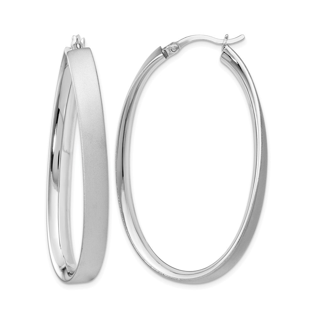Sterlingsilber Rhodiniert Satiniert Oval Creolen
