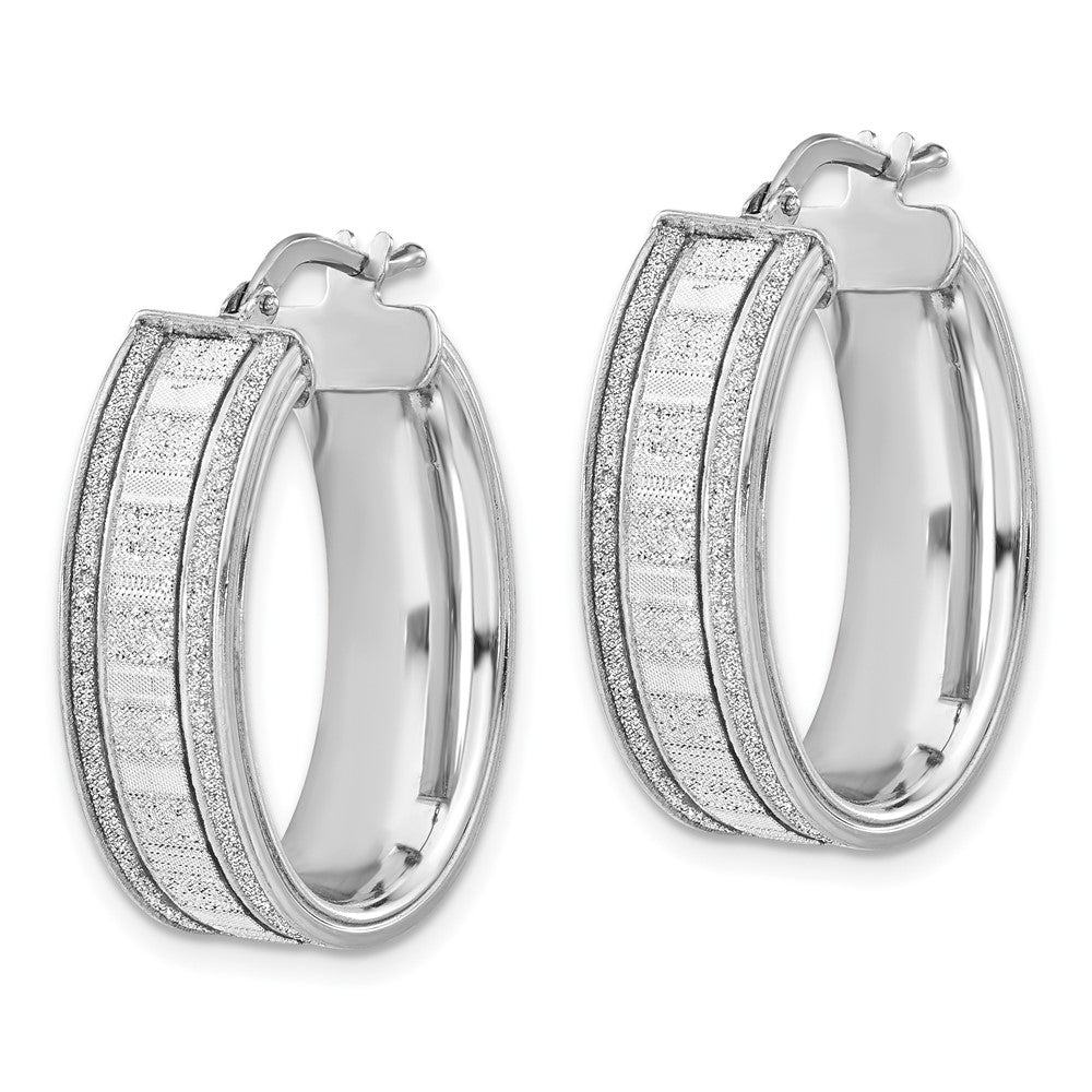 Sterlingsilber Poliert Glitzer Infused Oval Creolen