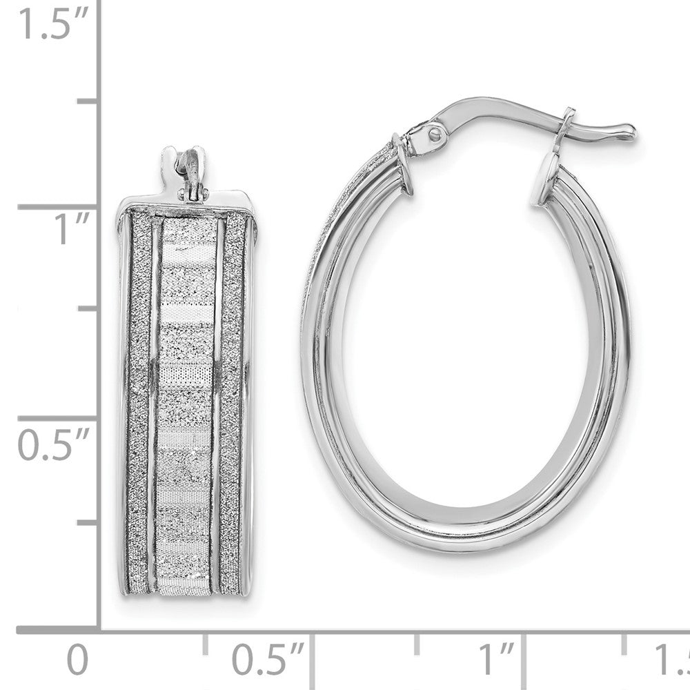 Sterlingsilber Poliert Glitzer Infused Oval Creolen