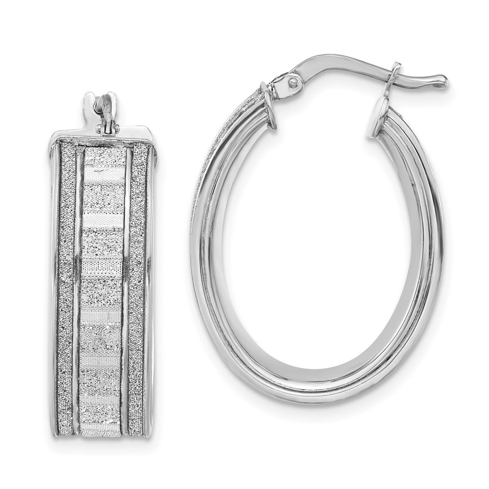 Sterlingsilber Poliert Glitzer Infused Oval Creolen
