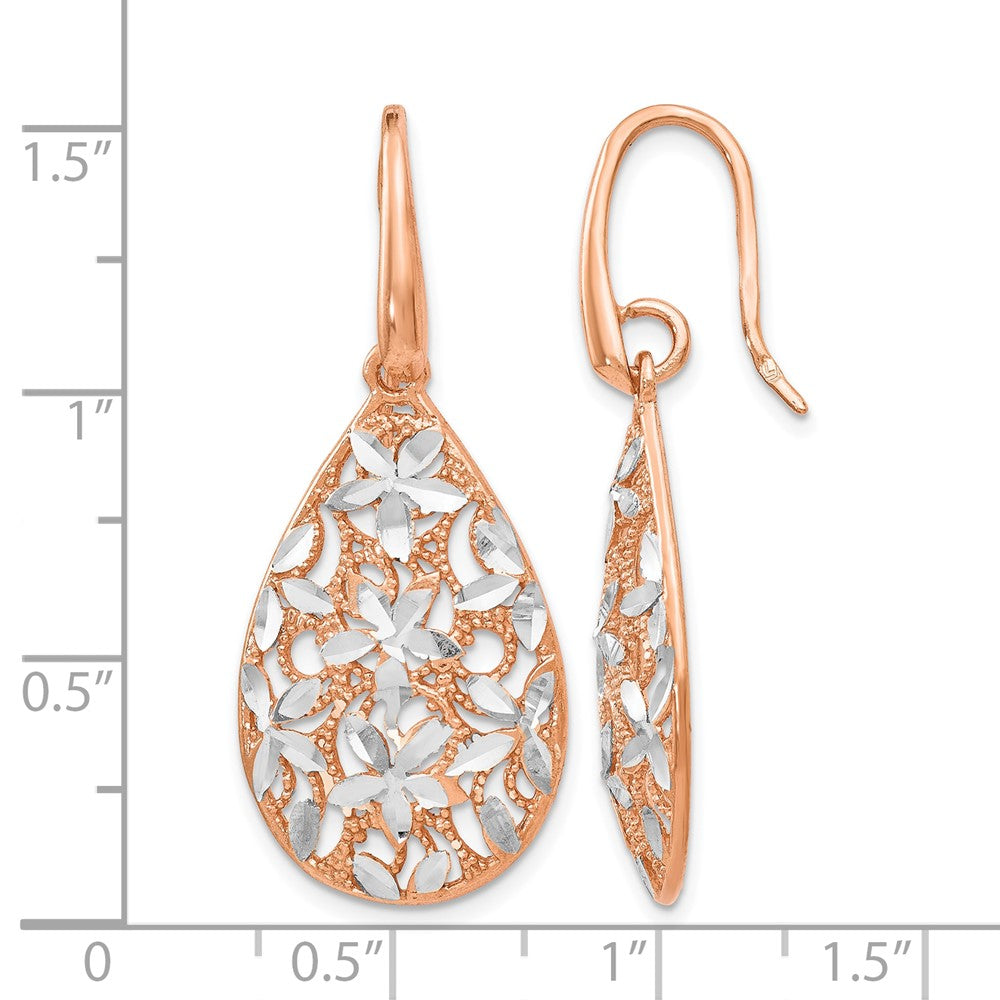 Sterlingsilber Roségold -toned Poliert Strukturiert Ohrringe