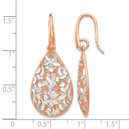 Sterlingsilber Roségold -toned Poliert Strukturiert Ohrringe