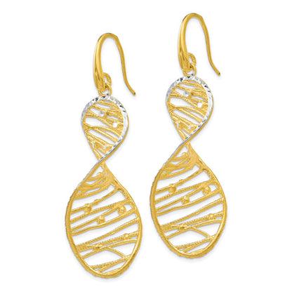 Sterlingsilber Gold-toned Strukturiert Spirale Ohrringe