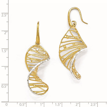 Sterlingsilber Gold-toned Strukturiert Spirale Ohrringe