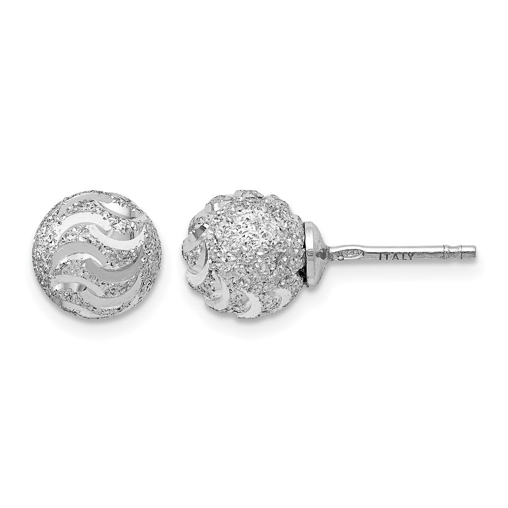 Sterlingsilber Lasergraviert-cut Kugel Ohrstecker