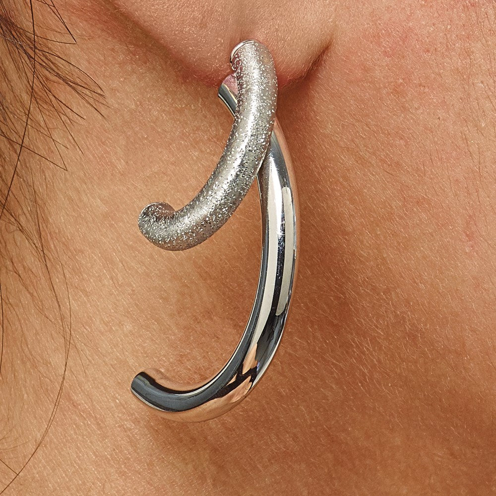 Sterlingsilber Poliert Diamantiert Removable Vorderseite Rückseite Ohrringe