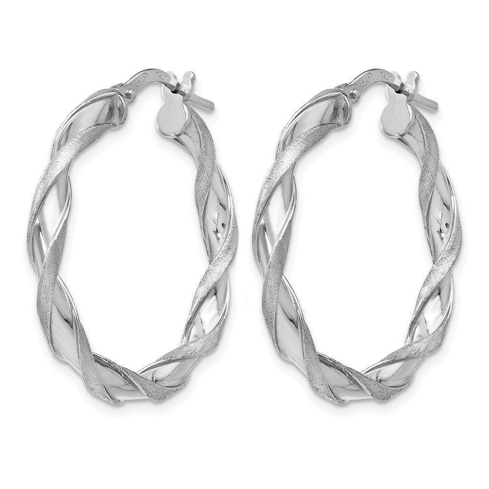 Sterlingsilber Poliert und Scratch-finish Gedreht Creolen