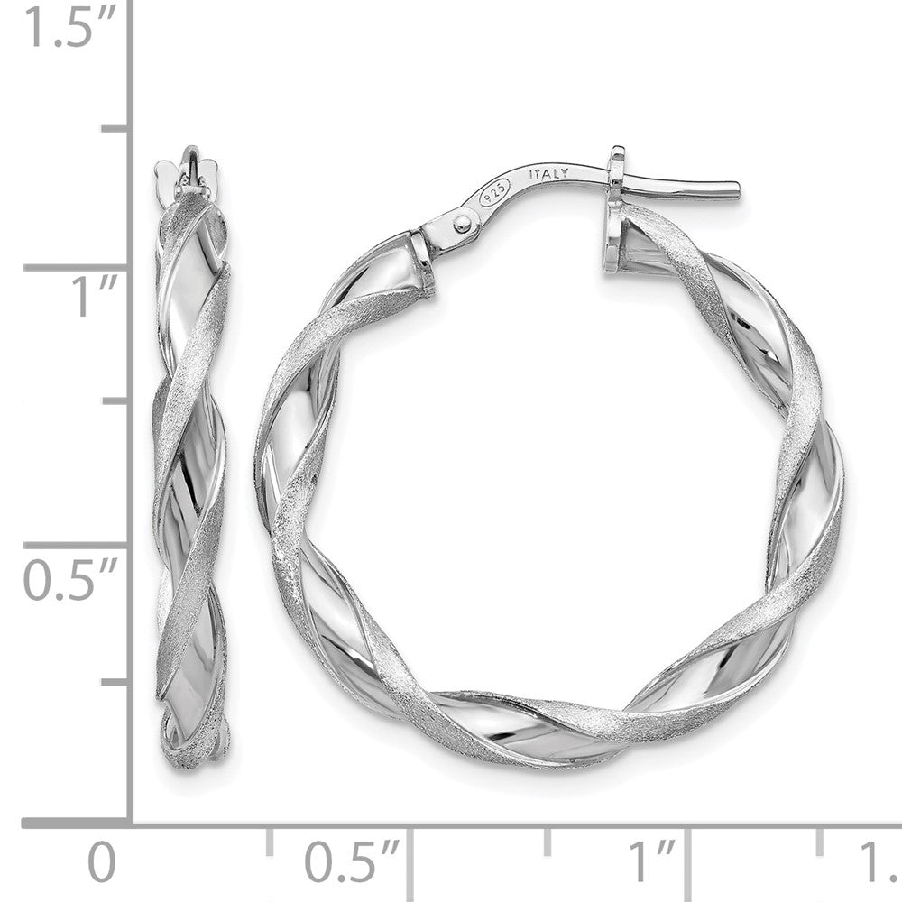 Sterlingsilber Poliert und Scratch-finish Gedreht Creolen