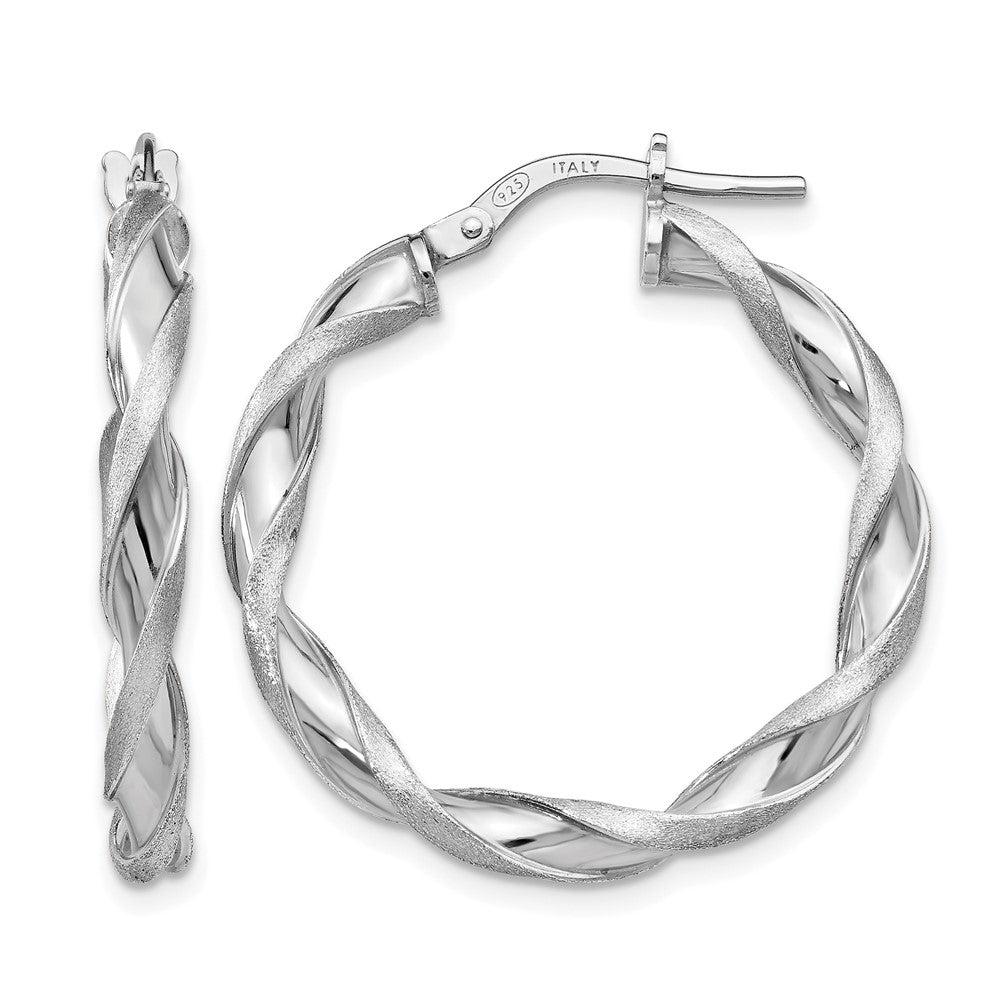 Sterlingsilber Poliert und Scratch-finish Gedreht Creolen