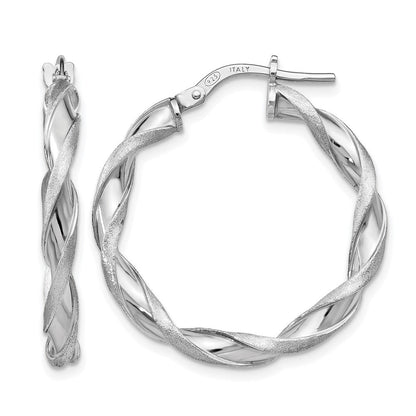 Sterlingsilber Poliert und Scratch-finish Gedreht Creolen