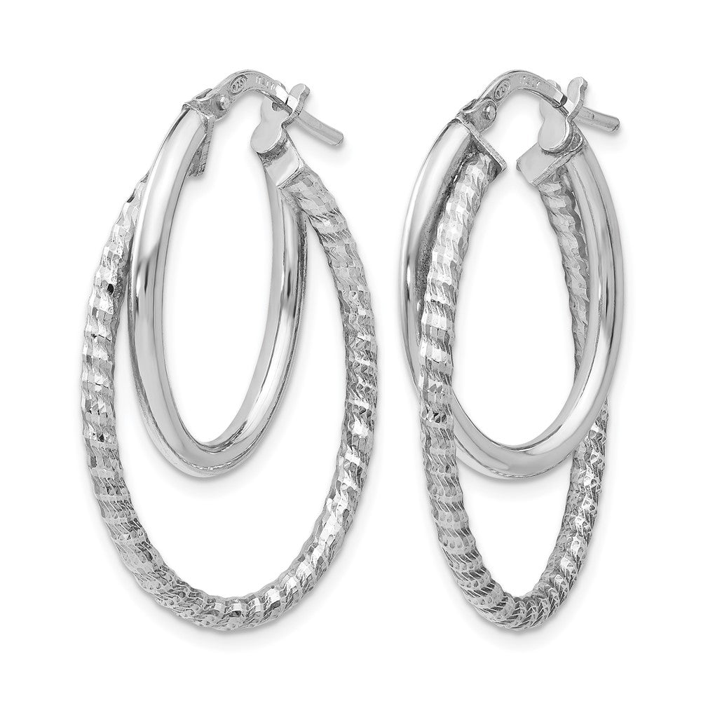 Sterlingsilber Poliert Diamantiert Oval Creolen