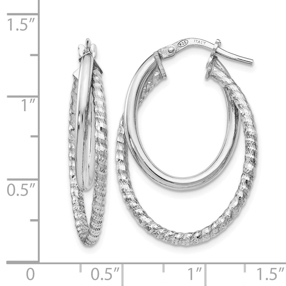 Sterlingsilber Poliert Diamantiert Oval Creolen