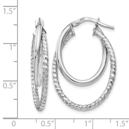 Sterlingsilber Poliert Diamantiert Oval Creolen