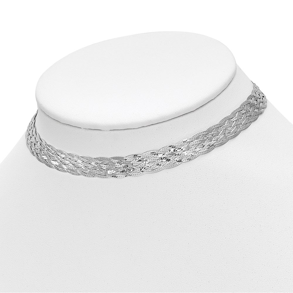 Sterlingsilber Rhodiniert Platte Poliert 4 in Verlängerung. Choker Halskette
