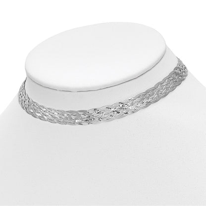 Sterlingsilber Rhodiniert Platte Poliert 4 in Verlängerung. Choker Halskette