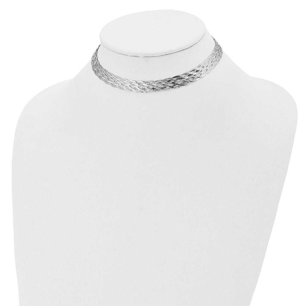 Sterlingsilber Rhodiniert Platte Poliert 4 in Verlängerung. Choker Halskette