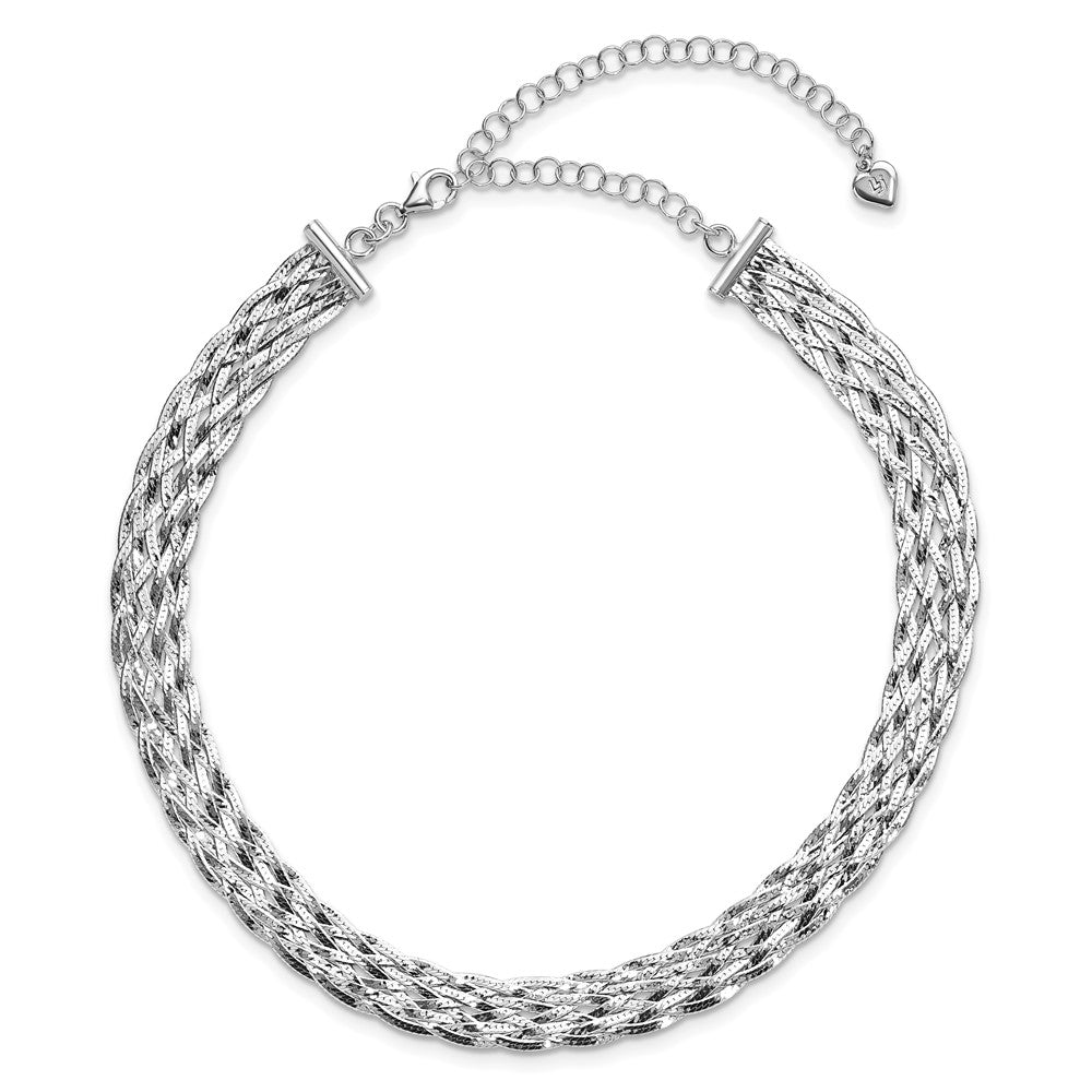 Sterlingsilber Rhodiniert Platte Poliert 4 in Verlängerung. Choker Halskette