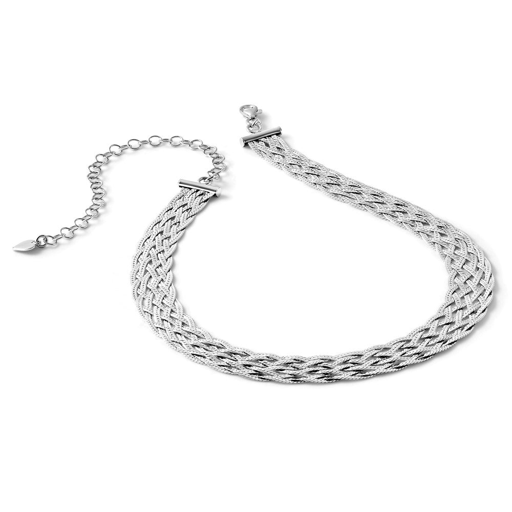 Sterlingsilber Rhodiniert Platte Poliert 4 in Verlängerung. Choker Halskette