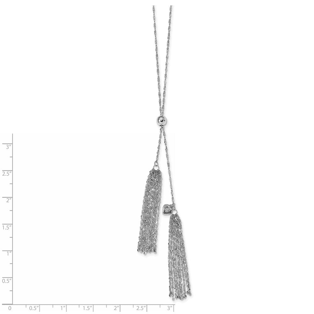 Sterlingsilber Rhodiniert Platin Poliert Verstellbar Tassel Halskette