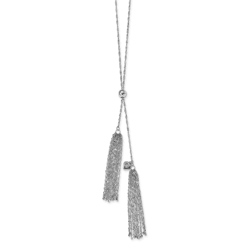 Sterlingsilber Rhodiniert Platin Poliert Verstellbar Tassel Halskette