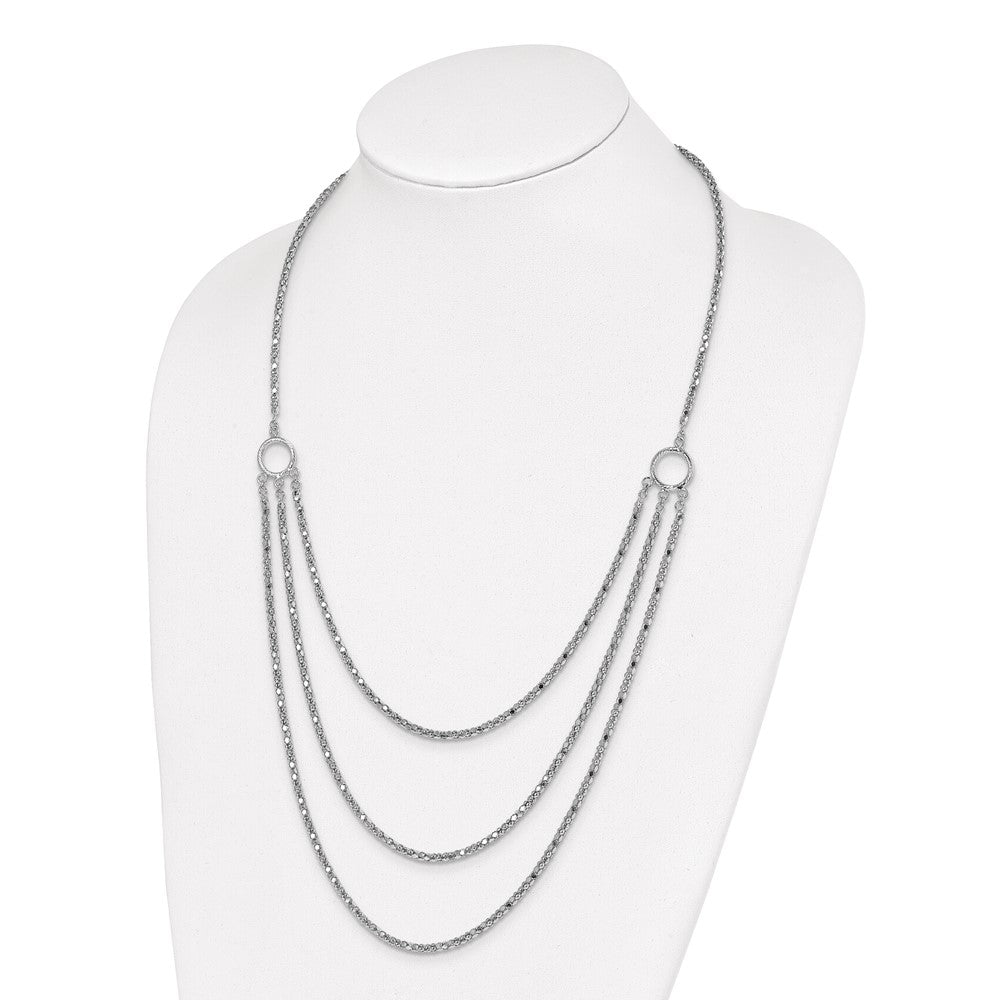 Sterlingsilber Rhodium mit 2 in Verlängerung. 3 Layer Fantasie Halskette