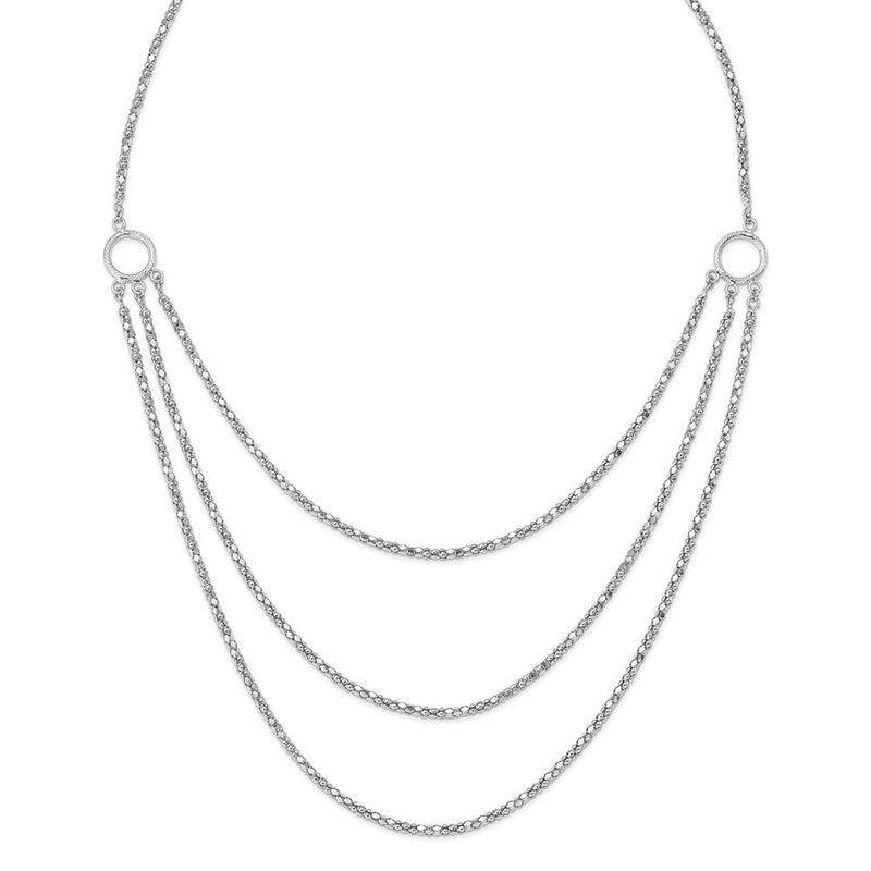 Sterlingsilber Rhodium mit 2 in Verlängerung. 3 Layer Fantasie Halskette