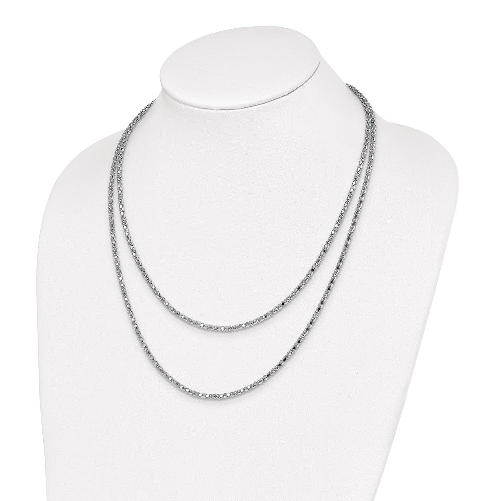 Sterlingsilber Rhodium mit 2 in Verlängerung. Fantasie 2 Strang Halskette
