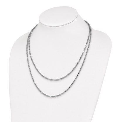 Sterlingsilber Rhodium mit 2 in Verlängerung. Fantasie 2 Strang Halskette