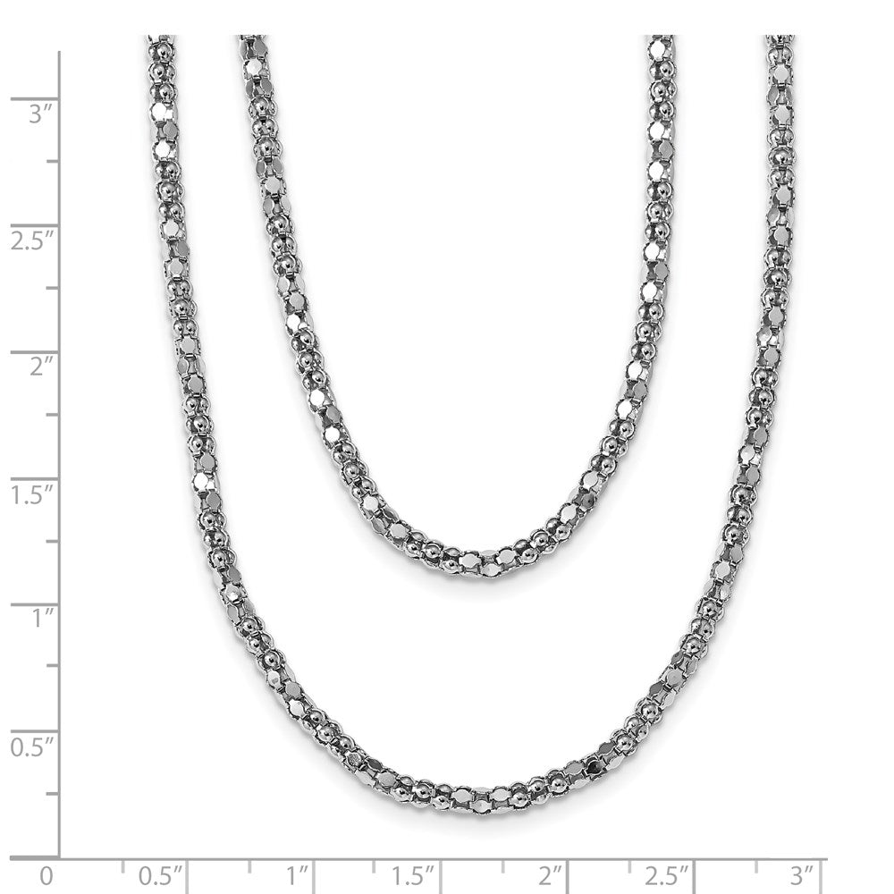 Sterlingsilber Rhodium mit 2 in Verlängerung. Fantasie 2 Strang Halskette