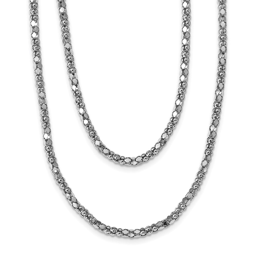 Sterlingsilber Rhodium mit 2 in Verlängerung. Fantasie 2 Strang Halskette