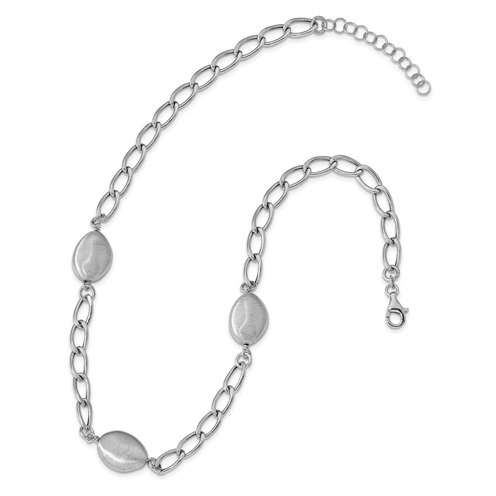Sterlingsilber Rhodium Gebürstet & Poliert mit 2 in Verlängerung. Halskette