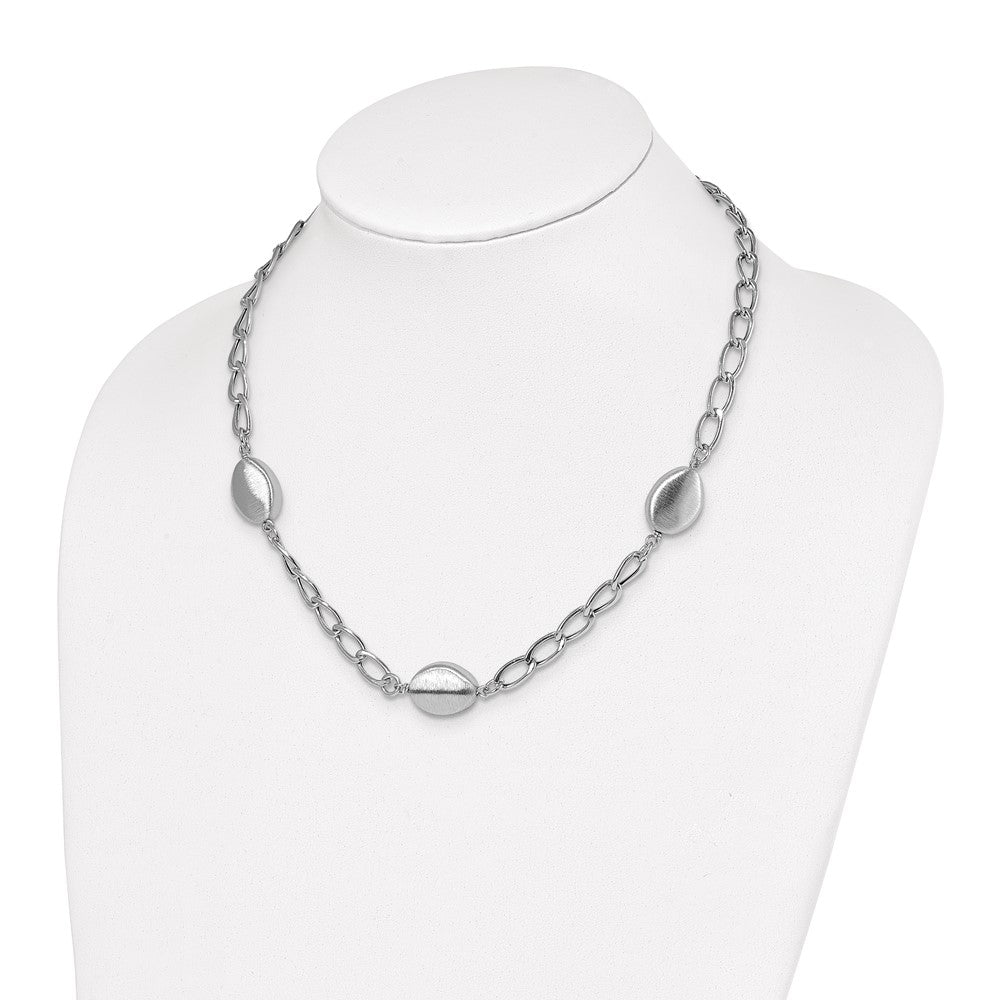 Sterlingsilber Rhodium Gebürstet & Poliert mit 2 in Verlängerung. Halskette