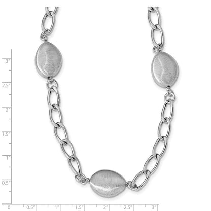 Sterlingsilber Rhodium Gebürstet & Poliert mit 2 in Verlängerung. Halskette